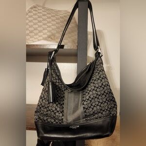 Vintage Coach Legacy 19918 Black Gray Signature Stripe